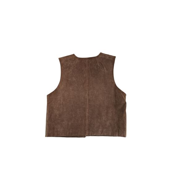 Vintage Y2K Suede Leather Western Vest by Stonebridge 100% leather Zip Brown - Picture 5 of 8